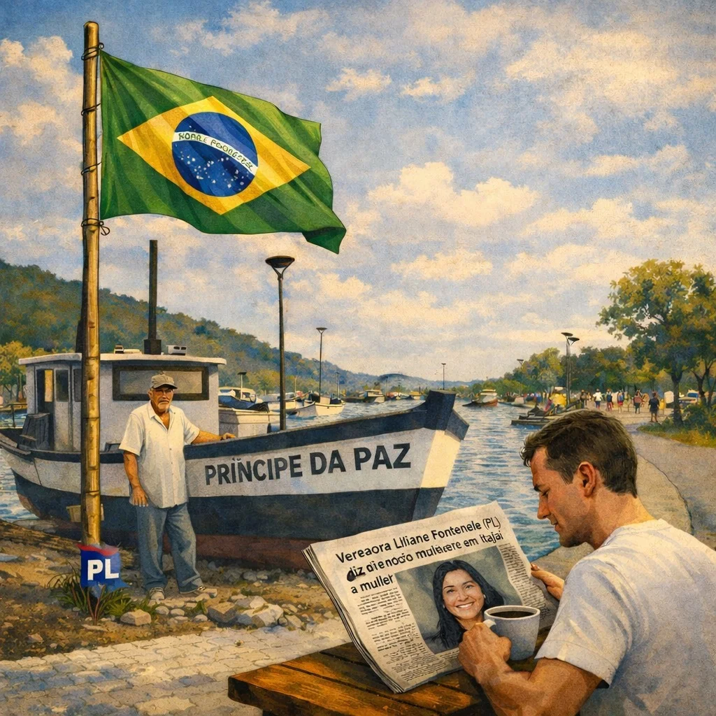 Bandeiras fincadas na cidade em Itajaí